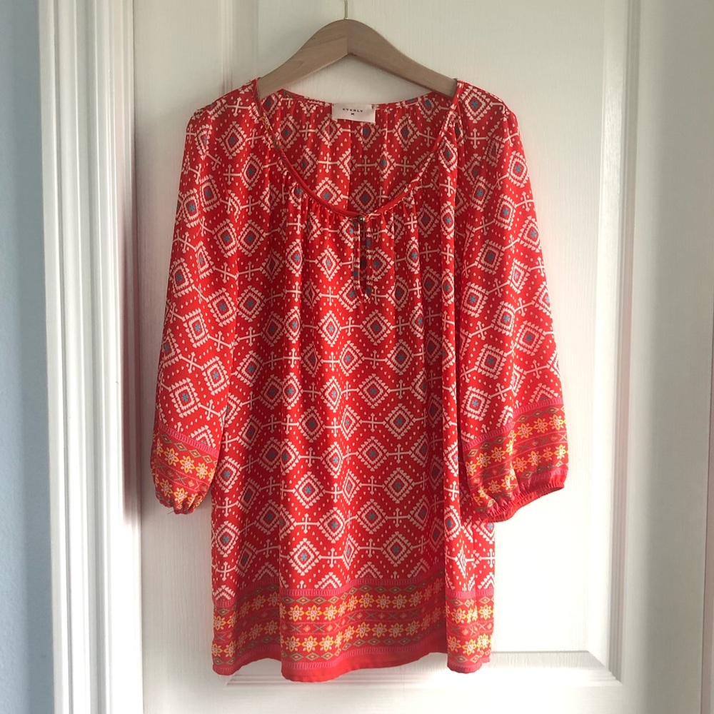 Red Patterned Everly Blouse
